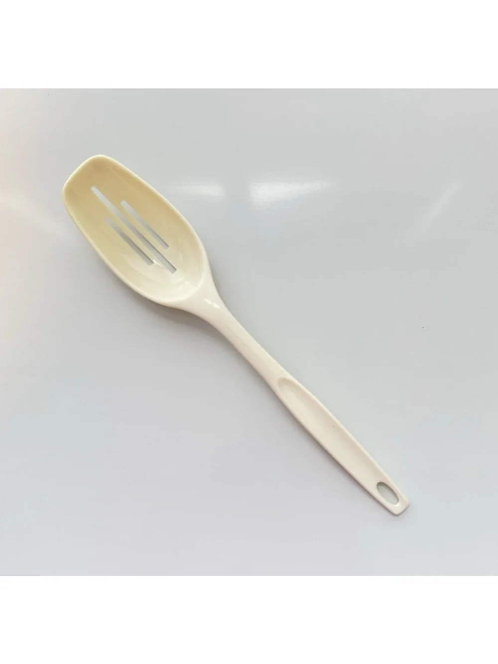 FOLEY Nylon Slotted Serving Spoon Ivory Cream Kitchen Utensil 11 Inches Vintage